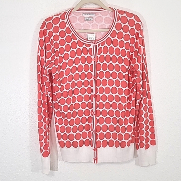 *NWT* VAN HEUSEN STUDIO Orange/White Front Button Cardigan Sweater, size Large - Picture 1 of 7